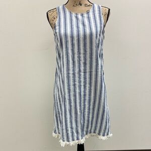 Sam and Jess blue and white striped‎ cotton boho sheath dress